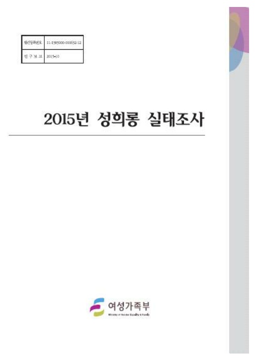 표지. 2015년 성희롱 실태조사. 여성가족부. 표지 끝.